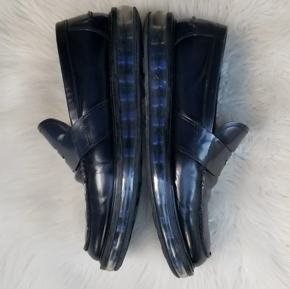 Prada Brushed Leather Transparent Sole Loafer Navy